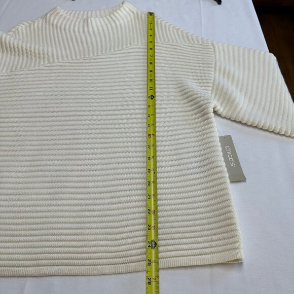 NEW Chicos Texture Pullover Sweater Size 2 (Large) Cashmere Blend Cream Knit - Picture 8 of 9